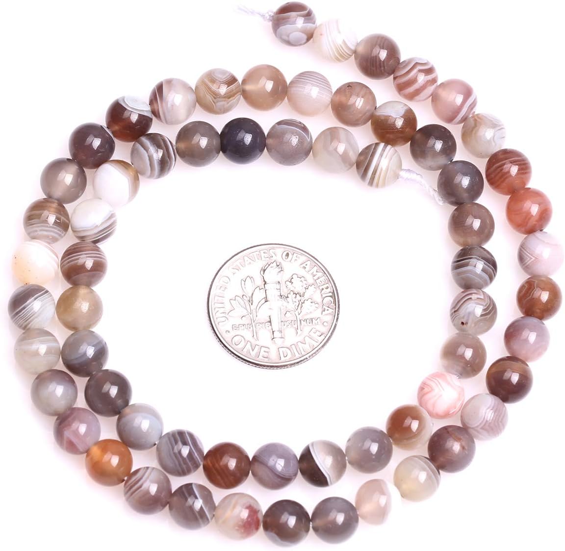 GEM-Inside Natural 6mm Botswana Agate Gemstone Loose Beads Round Crystal Energy Stone Power for Jewelry Making 15"
