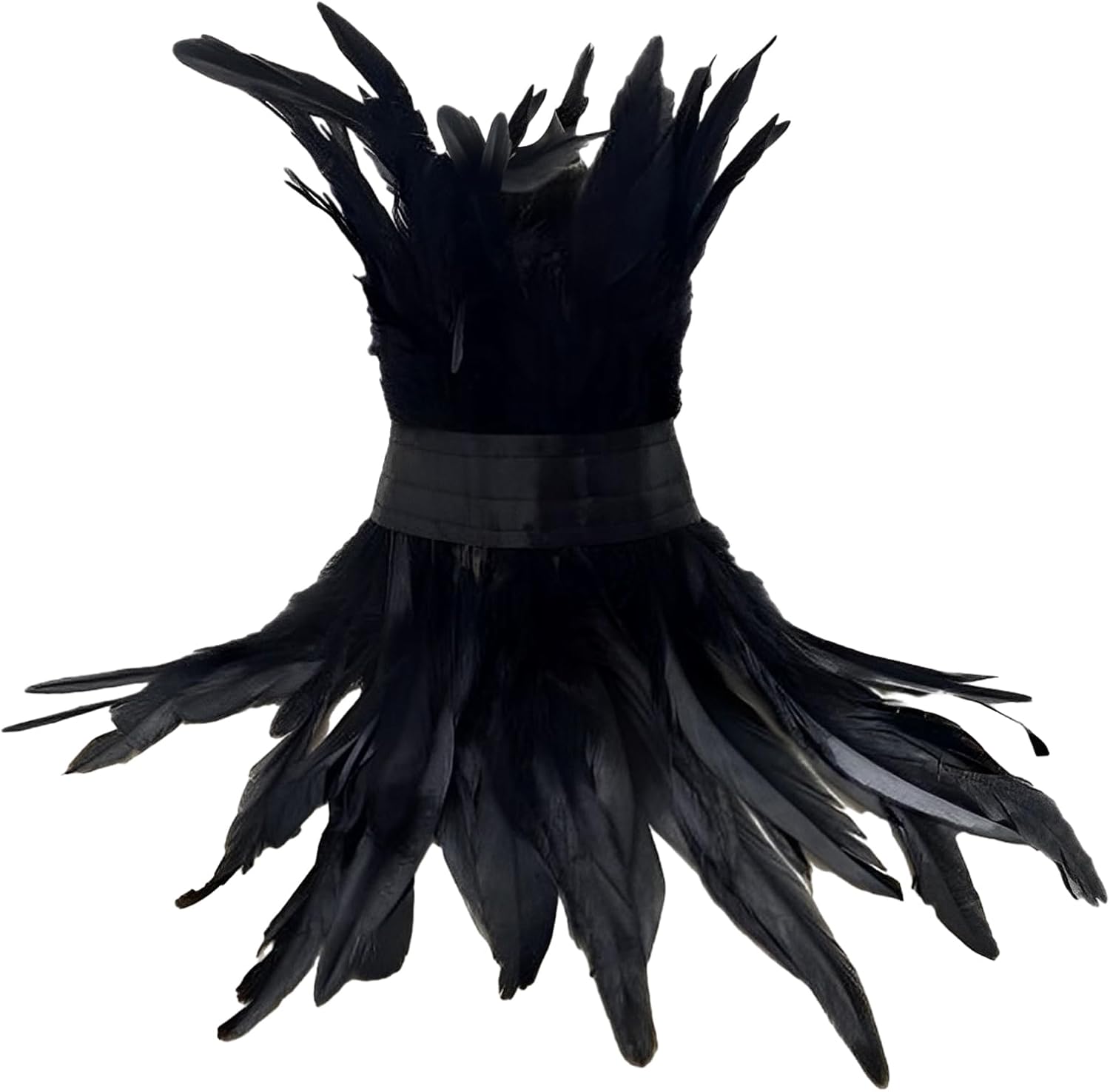 Huahuanghui Natural Feather Collar, Gothic Feathers, Black Feathers