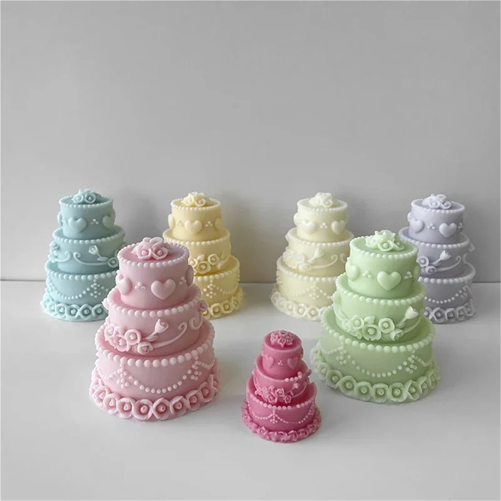 Moule à gâteau d'anniversaire en Silicone, faire soi-même, plâtre de bougie, multicouche 3D, outils cuisson gâteaux au sucre, bonbons chocolat, 2 pièces Pour Bougie(S)