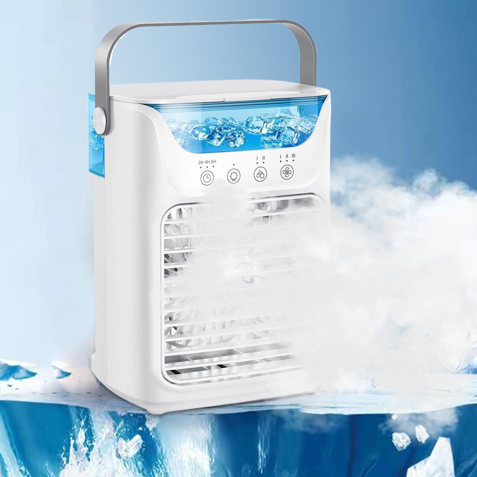 Ventilador Refrigerante de Aire Acondicionado Aire Acondicionado Silencioso | Ventilador Nebulizador Portátil Con Depósito De Agua Para Hogar Y Oficina