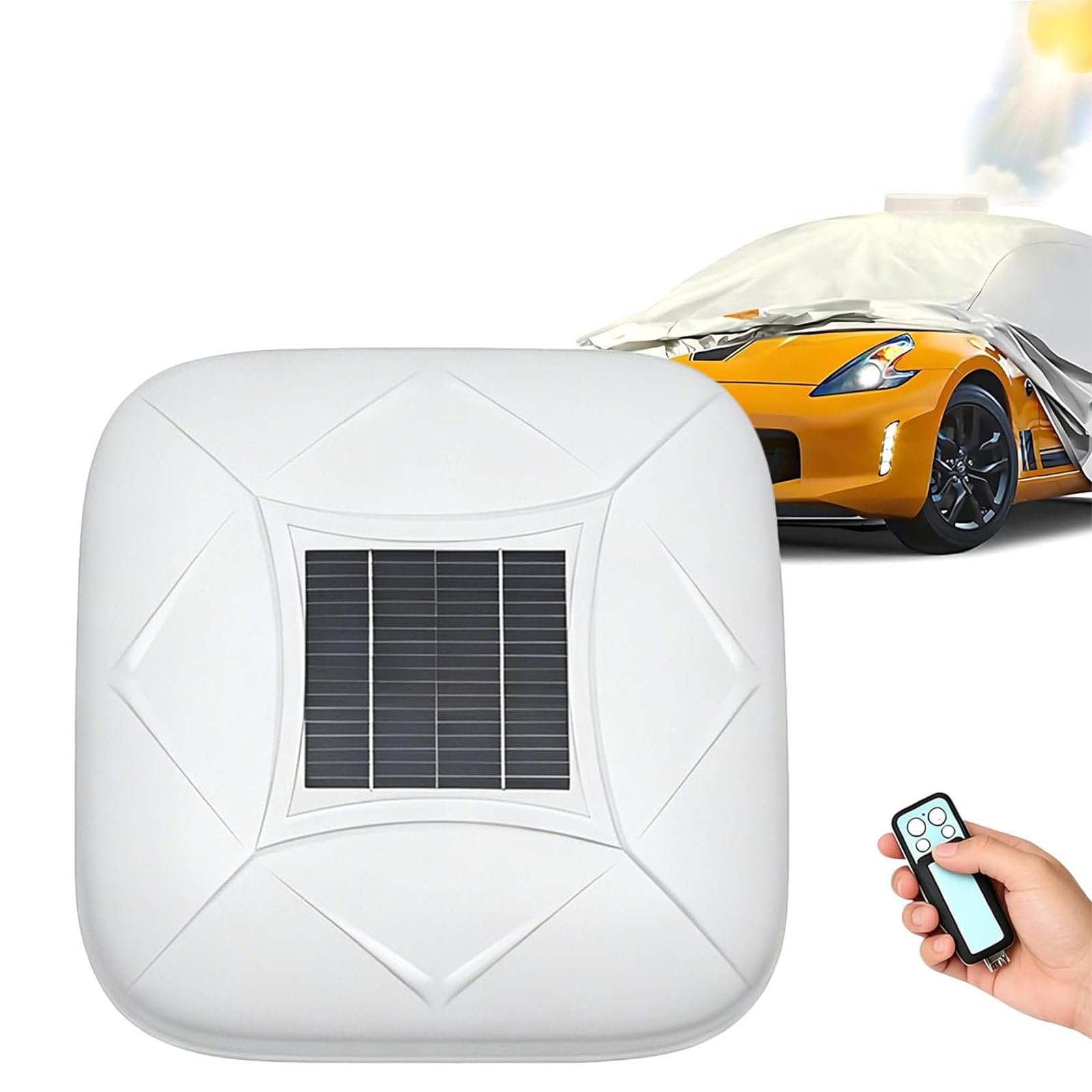 AETEREOS Automatic Retractable Car Cover with Solar Charging/Remote Control – All-Weather Waterproof, Windproof & Snowproof, Anti-Theft Alarm, for SUV Sedan, Outdoor Indoor Use White-3L