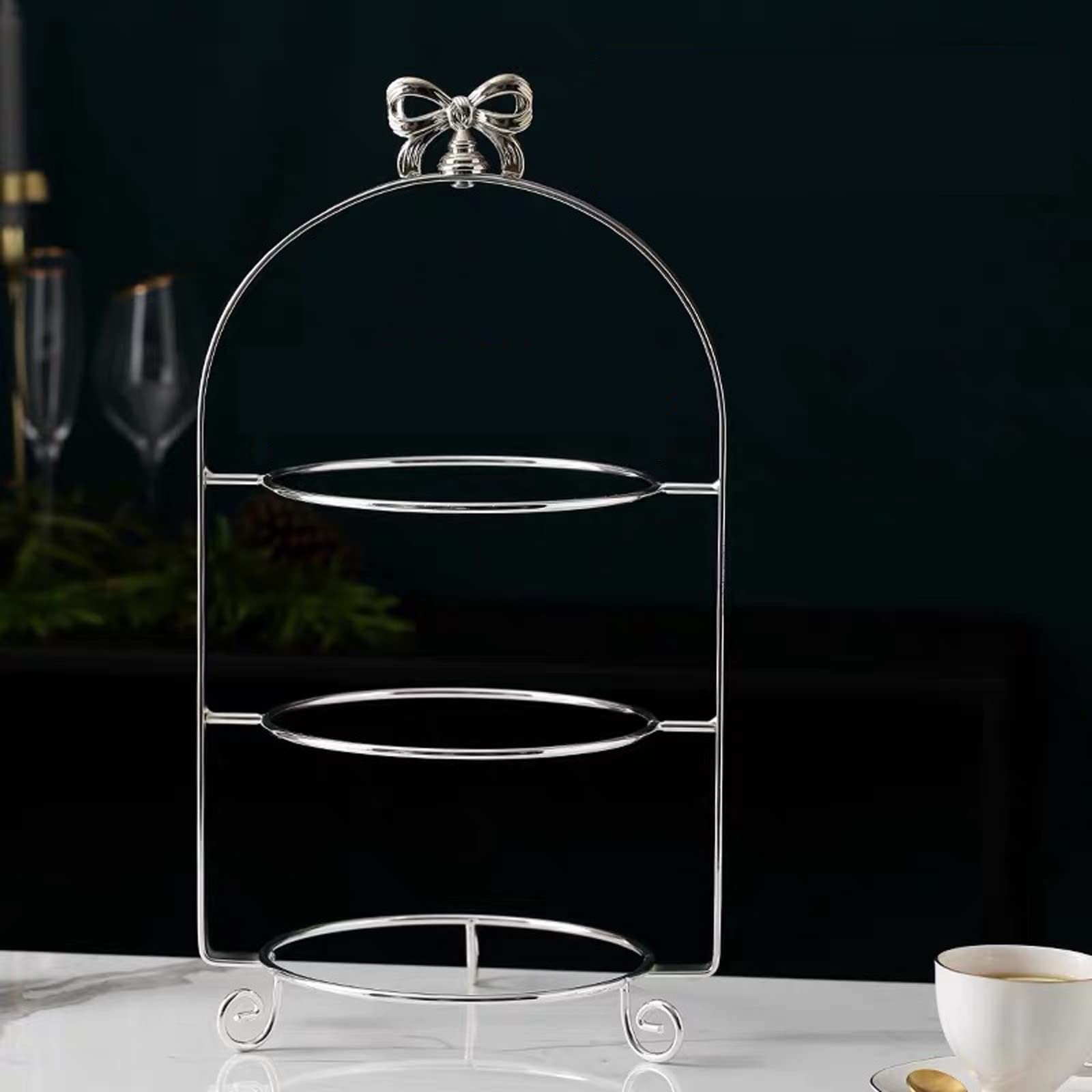 Présentoir à Gâteau Table à Dessert à plusieurs niveaux présentoir à gâteaux après-midi thé plateau à collation or argent présentoir à trois niveaux gâteau présentoir à fruits Stand de Gâteaux ( Color