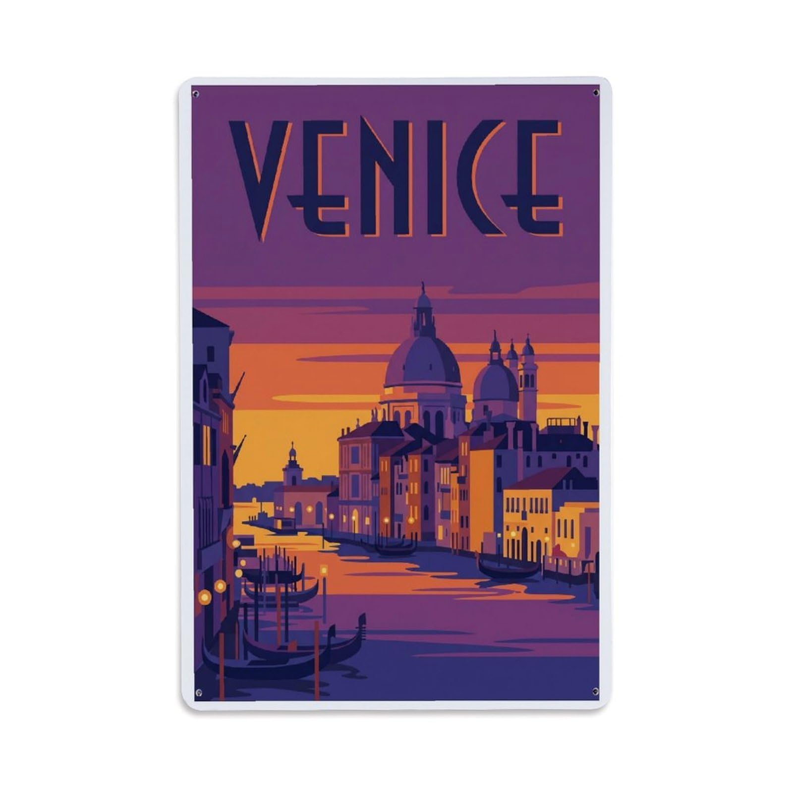 Vintage Travel Twilight Italy Dusk Metal Tin Sign Plaque Wall Decor for Cafe, Club Bar, Office, Home Garden Metal Poster 8x12Inch