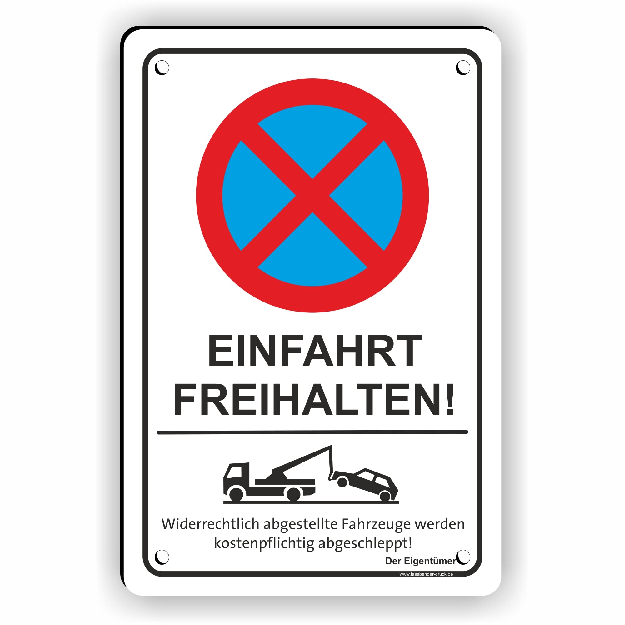 EINFAHRT FREIHALTEN - vorgebohrtes Parken verboten Schild - Schild mit Bohrlöchern zum Markieren vom absoluten Parkverbot/Parkverbotsschild (40x60cm Schild)