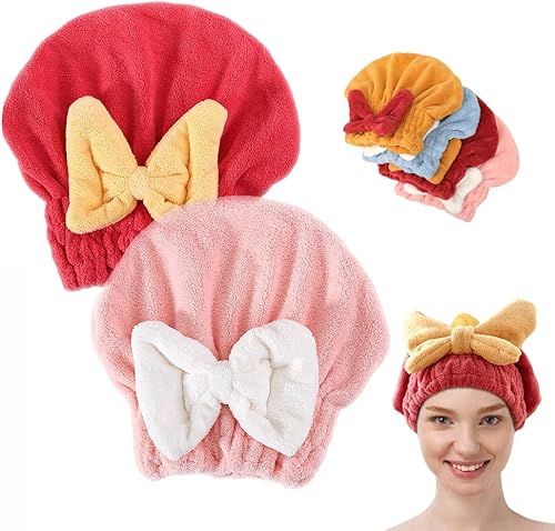 Miniatura 9 de 2 piezas de toalla absorbente para envolver el cabello húmedo, toalla de pelo de microfibra para mujer de secado rápido y engrosada, toallas de pelo