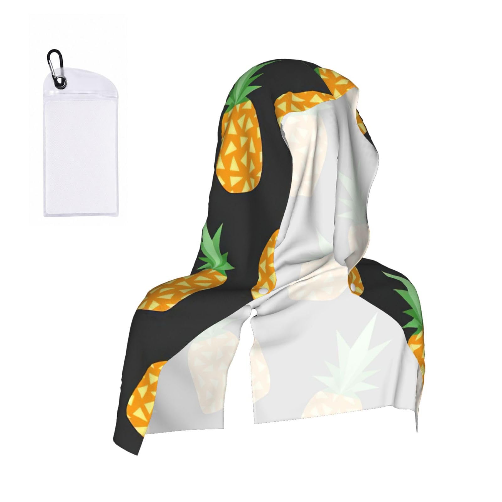DUWAA Pineapple Print Reusable Hoodie Cooling Neck Wrap, Hot Weather Outdoor Sports Workout Head Towel For Stay Chill