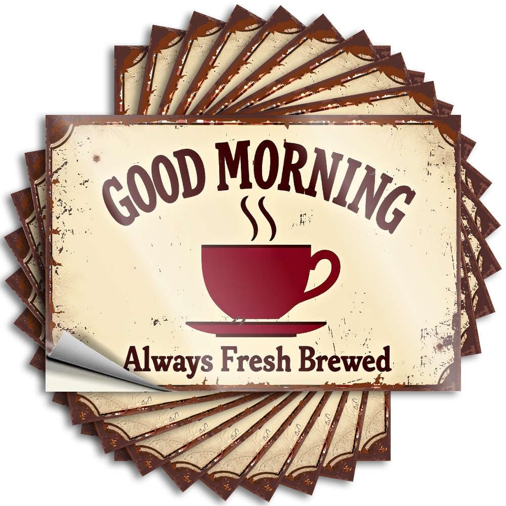 Tattoo - Happy Door Good Morning, Always Fresh Brewed. for Adulting Tiki Bar Decor(8X12CM)