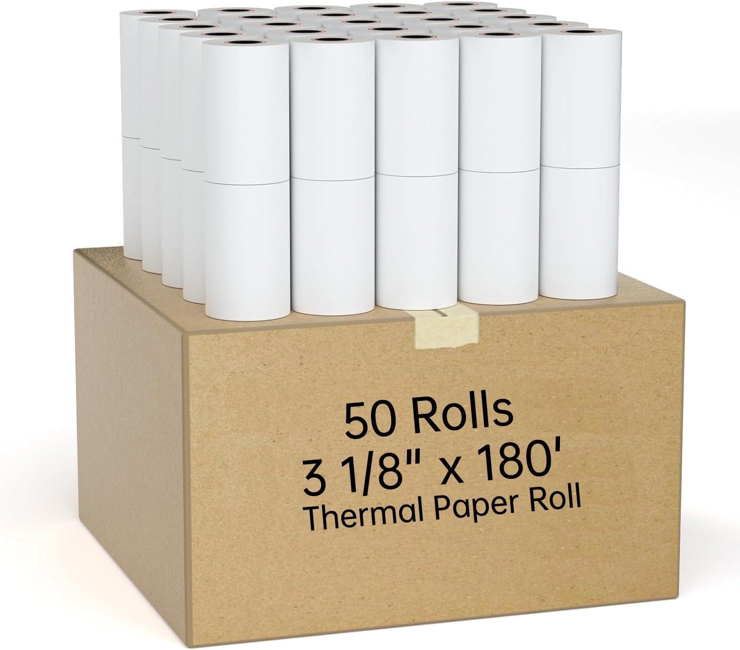 MilaMima Thermal Cash Registers Paper Rolls 50 Rolls 3 1/8" x 180' BPA