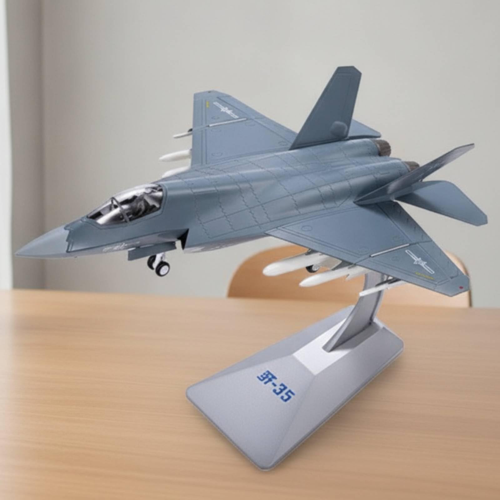 Aereo Modello Aereo Caccia Miniatura Espositore Lega Assemblato Finitura Realistica Riproduzione Fedele con Design Strutturale Definito E Piedistallo