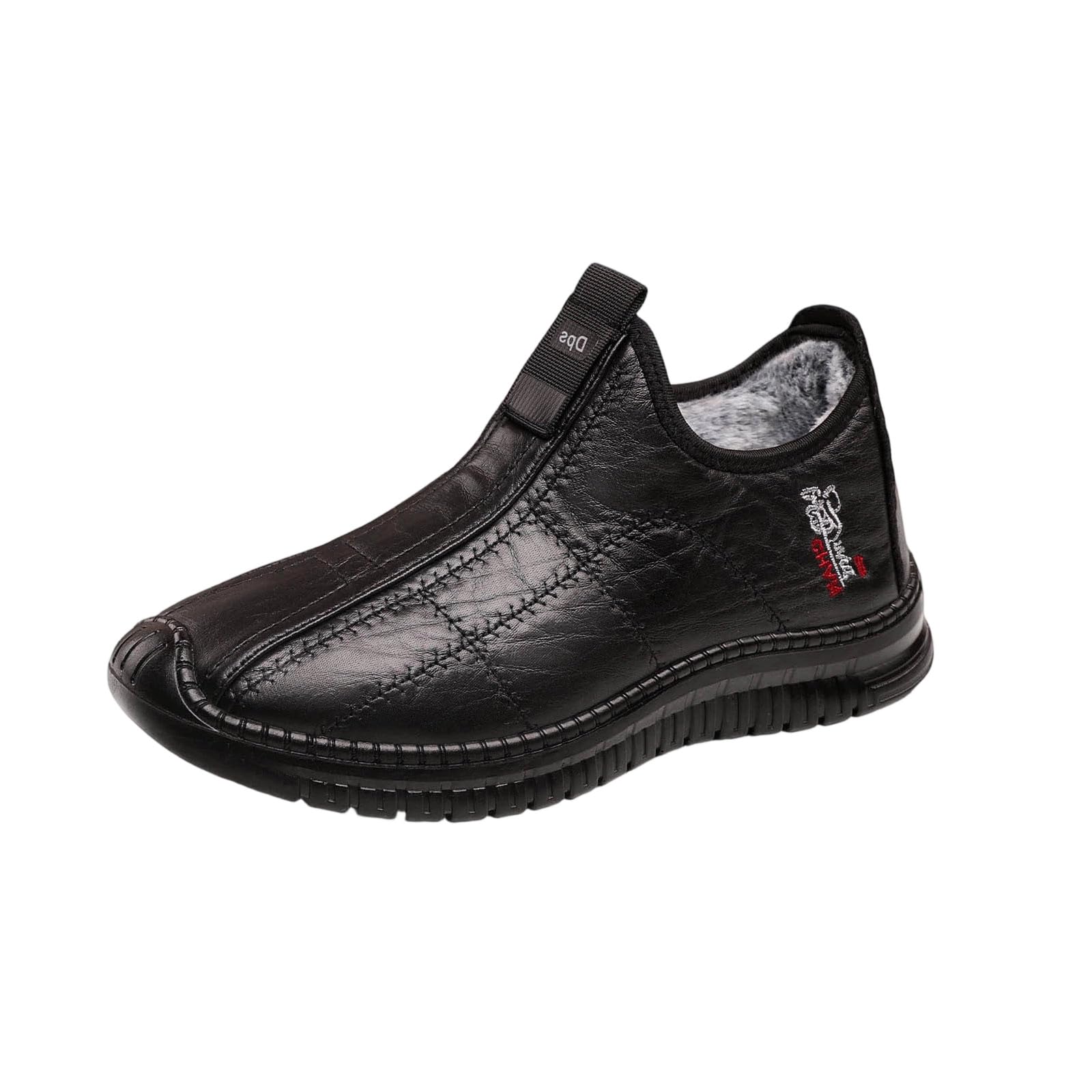 Mens Casual Sneakers Fleece Lined Ankle Boots Winter Warm Slip On Comfortable Walking Shoes Non Slip Thick Sole