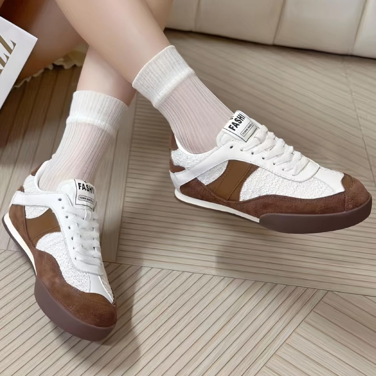 Retro & Chic Lace-up Sneakers for Women Round Toe Genuine Leather German Army Trainer Shoes Sporty/Light Activities/Casual Office - Image 8