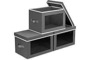 Grey Decor Fabric Storage Bins with Lids, Clothes Storage, Home Organization