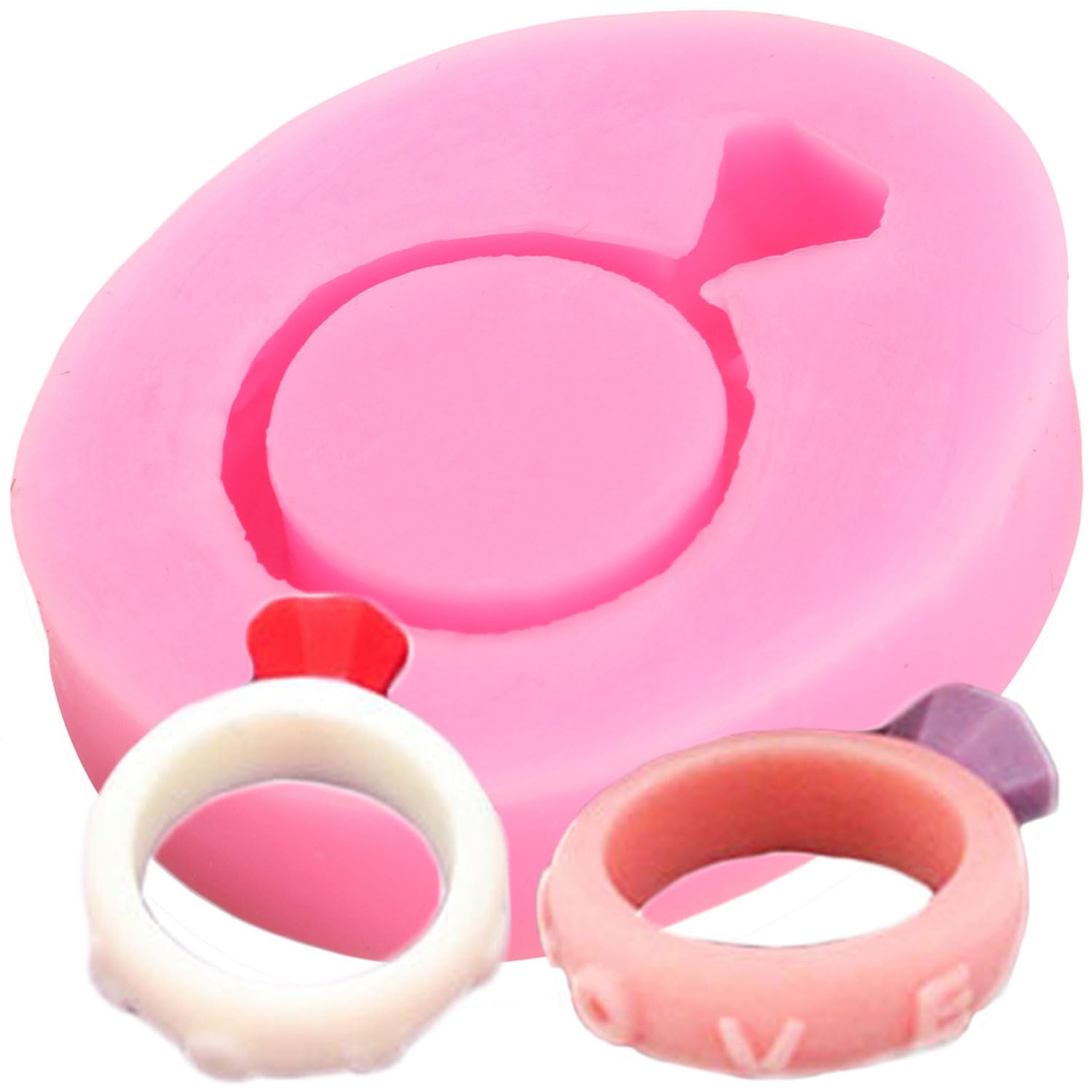 Diamond Ring Silicone Moulds Ring Fondant Moulds for Valentine's Day Cake Decorating Cupcake Topper Chocolate Gum Paste Candy Polymer Clay