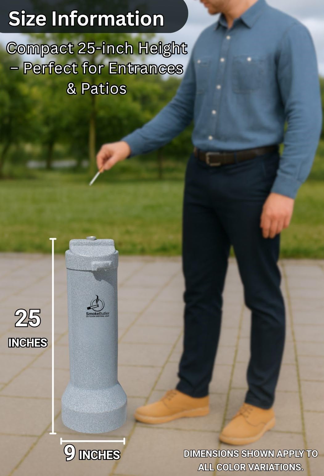 Amazon.com: Outdoor Cigarette Receptacle – Heavy-Duty Ashtray,  Commercial-Grade, 100% Aluminum Lined, Rotomolded Poly Construction, Smoke  Butler Outdoor Cigarette Disposal Unit (Charcoal) : Industrial & Scientific