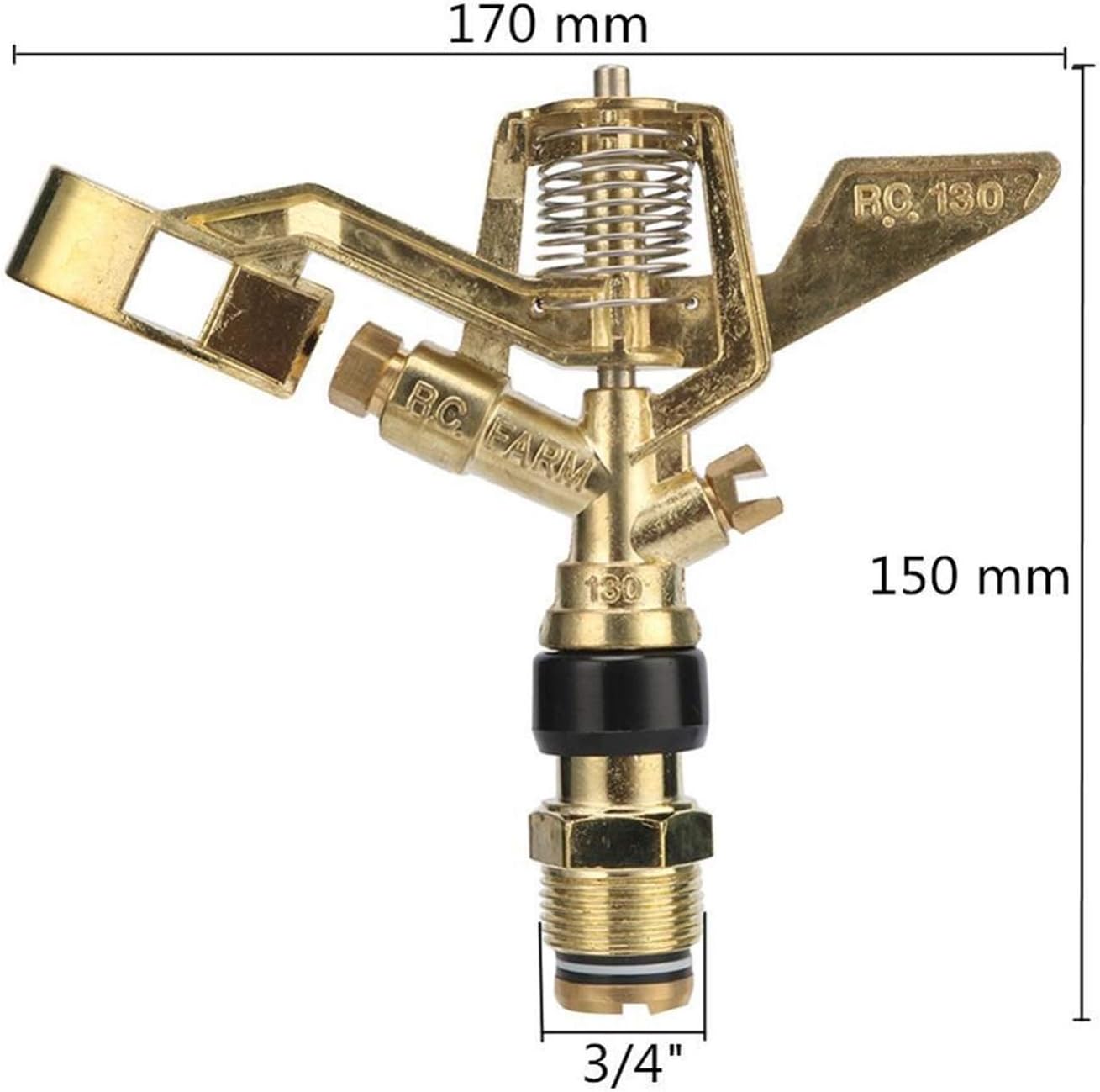 Irrigation Dripper 2 3/4" Brass Externally Threaded Rocker Sprinklers, 360 Gear-Driven Rotating Nozzles for Garden Yard, Gardening and Agricultural Irrigation