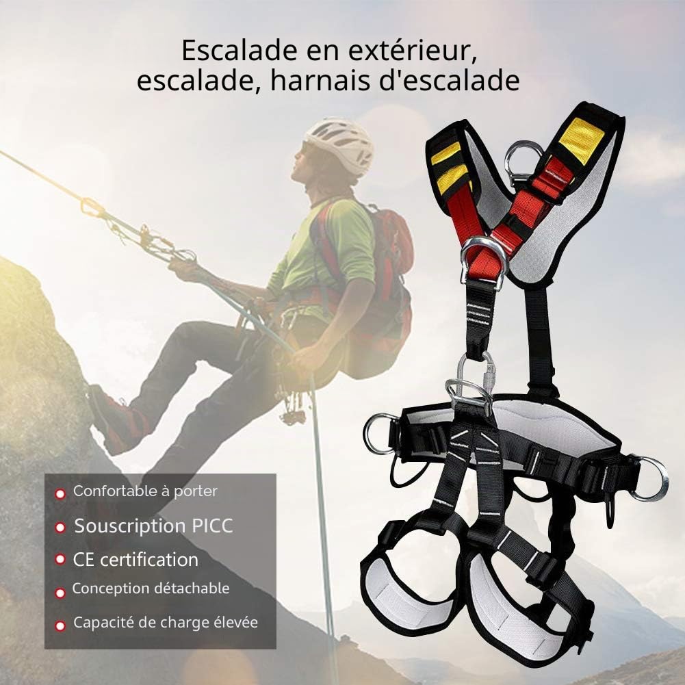 Ensembles de Harnais de sécurité Ensembles Mousquetons Totale du Corps Protection Absorbant Les Chocs Ceinture, Anti-Chutes Ceinture De SéCurité for Travaux AéRiens en Plein Air
