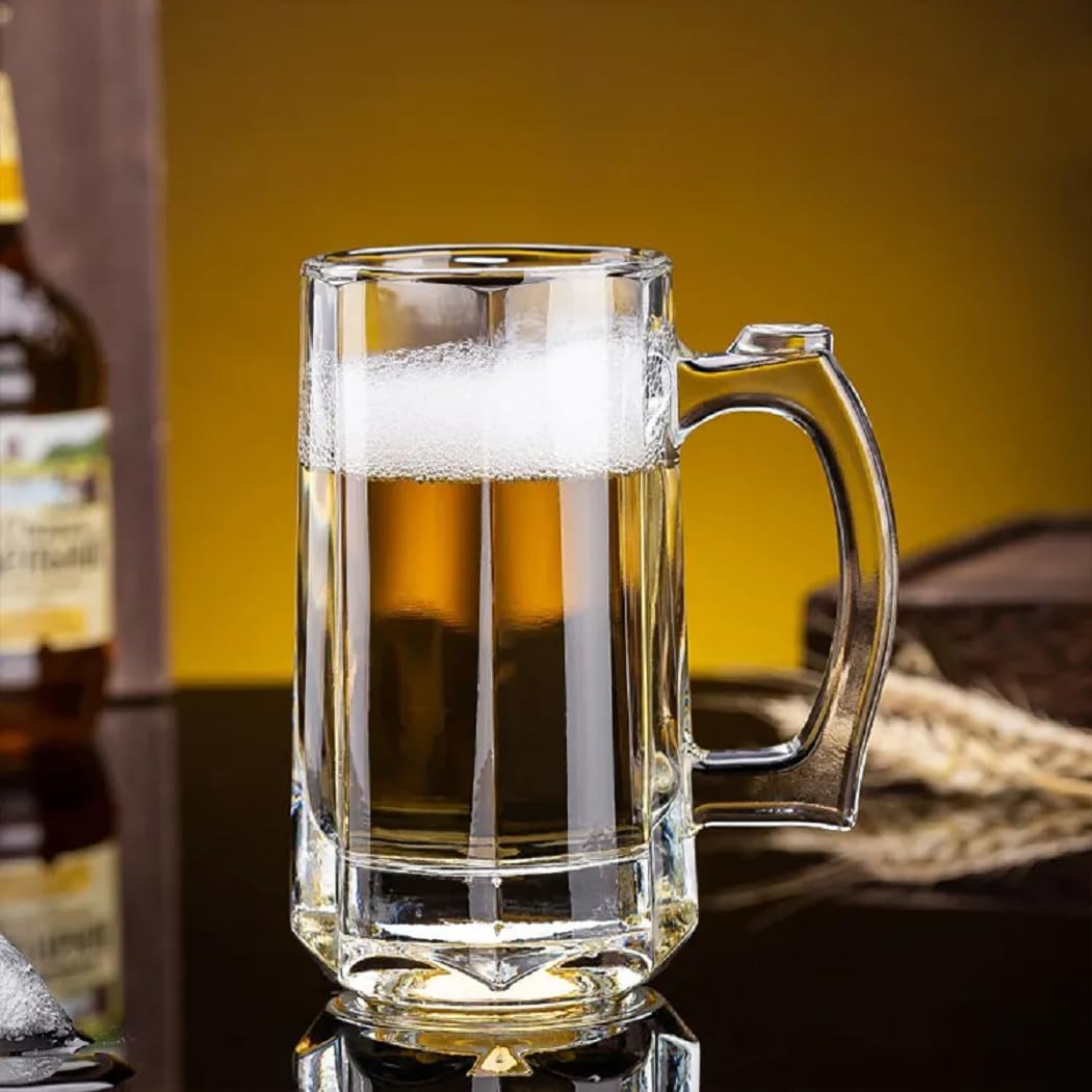 Farielyn-X Italian Premium Glass Beer Mugs 400 ml Transparent Set of 4 (F# G.Bm, 4) 2