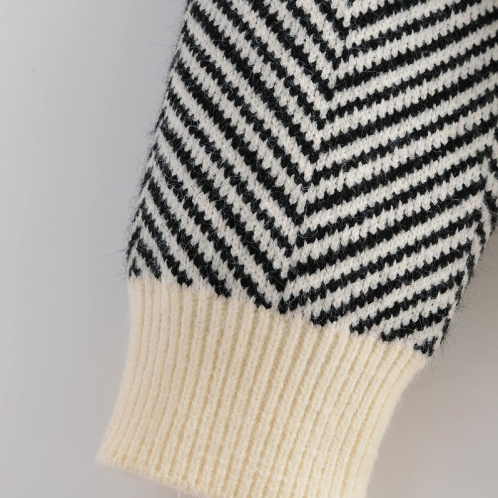 Strickjacke Damen,Frauen Strickjacke Elegante Gestreifte Strickjacke Vintage Jumper Lady Fashion Knit Strickjacke Mantel Langarm Offene Front Lose Strickwaren Pullover