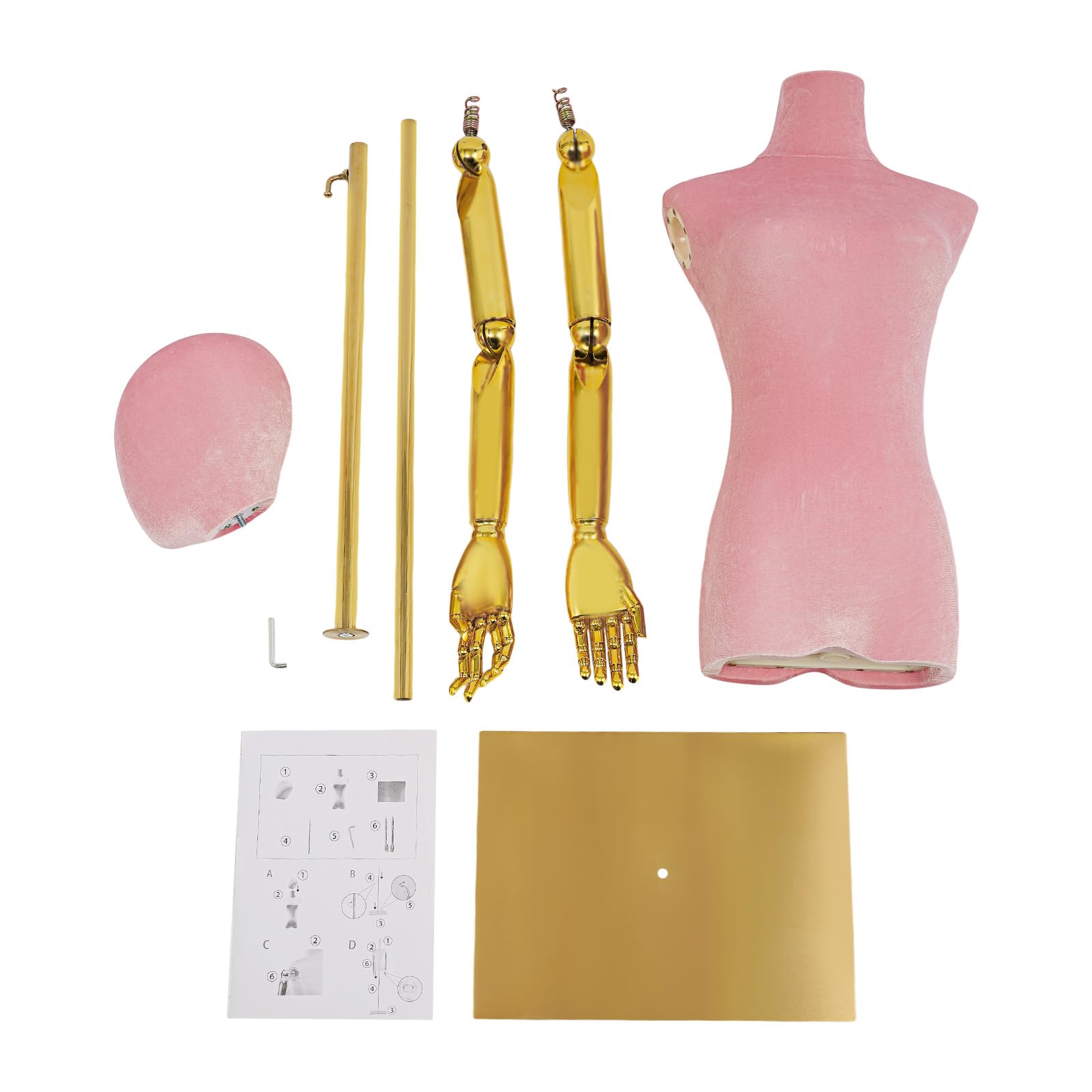 Manichino sartoriale regolabile, manichino femminile con altezza regolabile (59-78 pollici), modello di abiti da esposizione nei negozi di abbigliamento, testa e braccia staccabili per vestirsi
