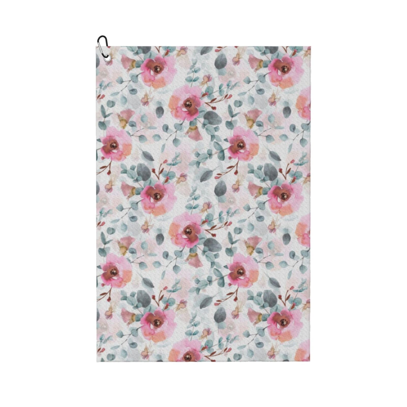 Hnnkloy Australian Flora Watercolor Eucalyptus And Blush Flowers, 16x24 in Portable Waffle Golf Towels with Carabiner Clip for Golf Bag