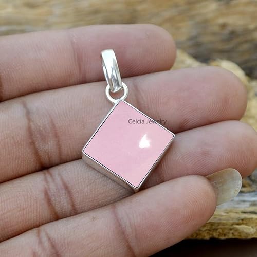 Miniatura 6 de Solid 925 Sterling Silver Pendant for Women Men, Genuine Emerald Faceted Square Gemstone Unique Handcrafted May Birthstone Pendant