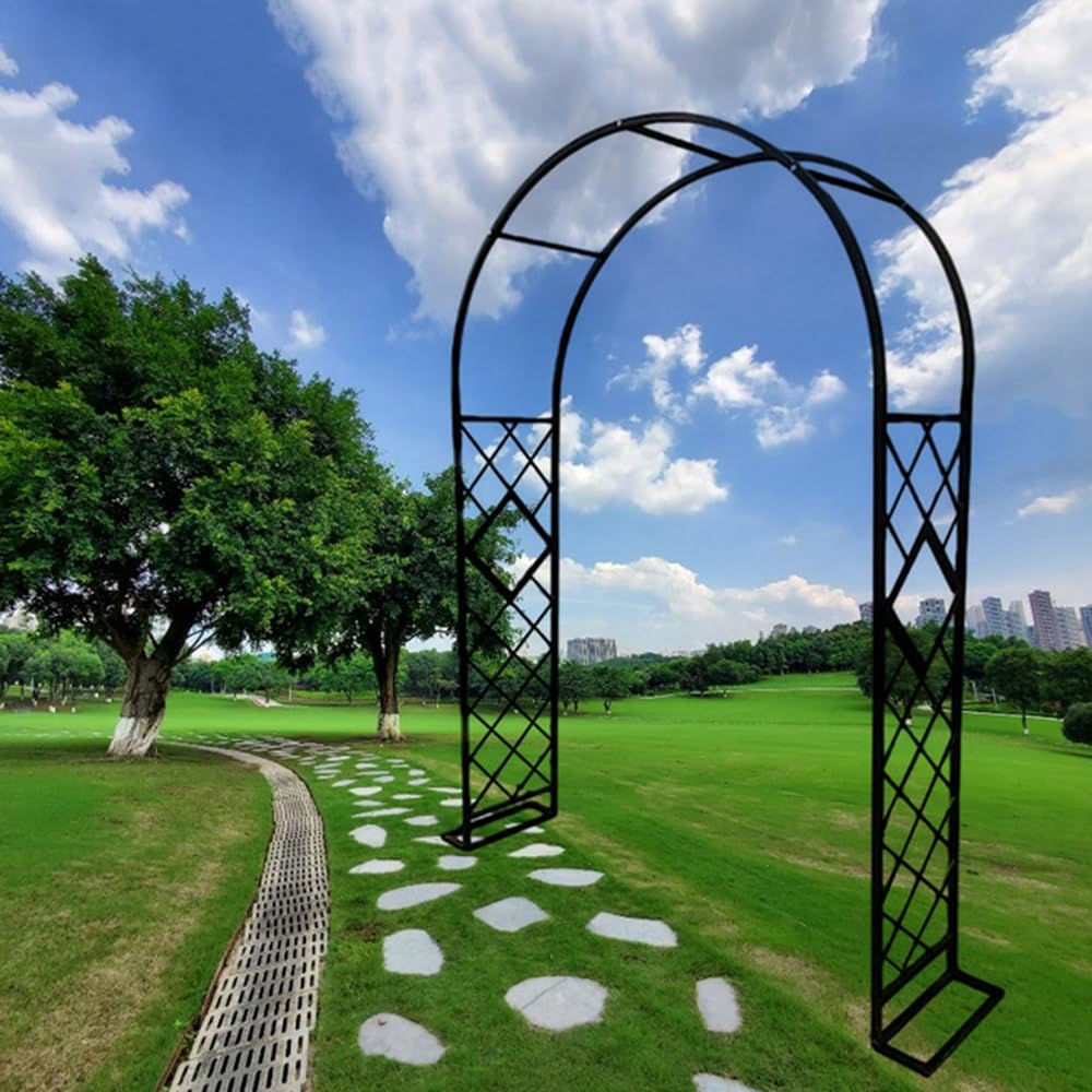 Treillis d'extérieur en métal noir pour plantes grimpantes, pergola résistant aux intempéries, support d'arche de jardin, robuste, 320 x 270 cm, idéal pour les fleurs et les vignes