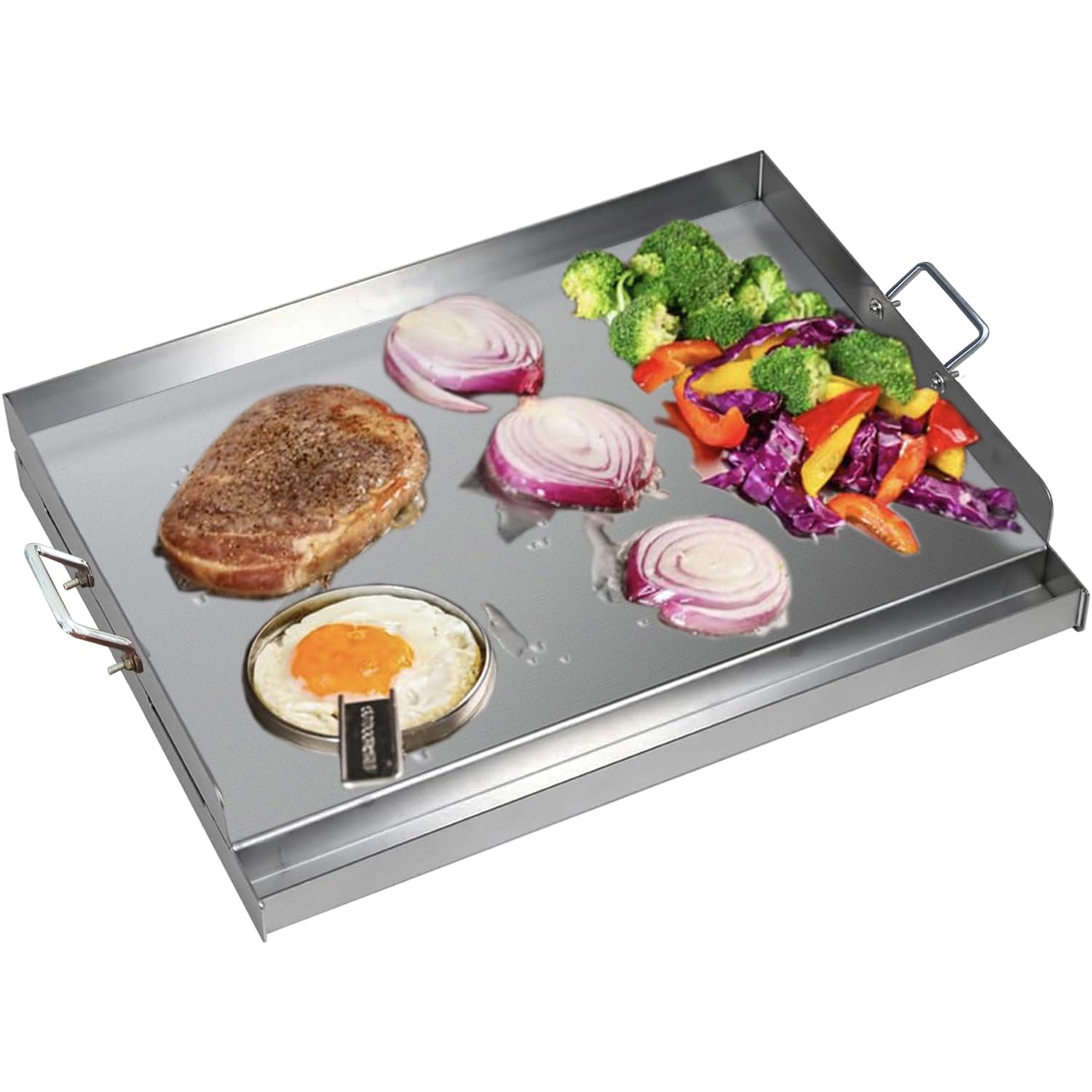Plaque de cuisson en acier inoxydable - 54 x 41 x 8 cm - Plancha universelle pour barbecue à gaz Weber et barbecue au charbon de bois - Plaque de cuisson avec spatule et grattoir