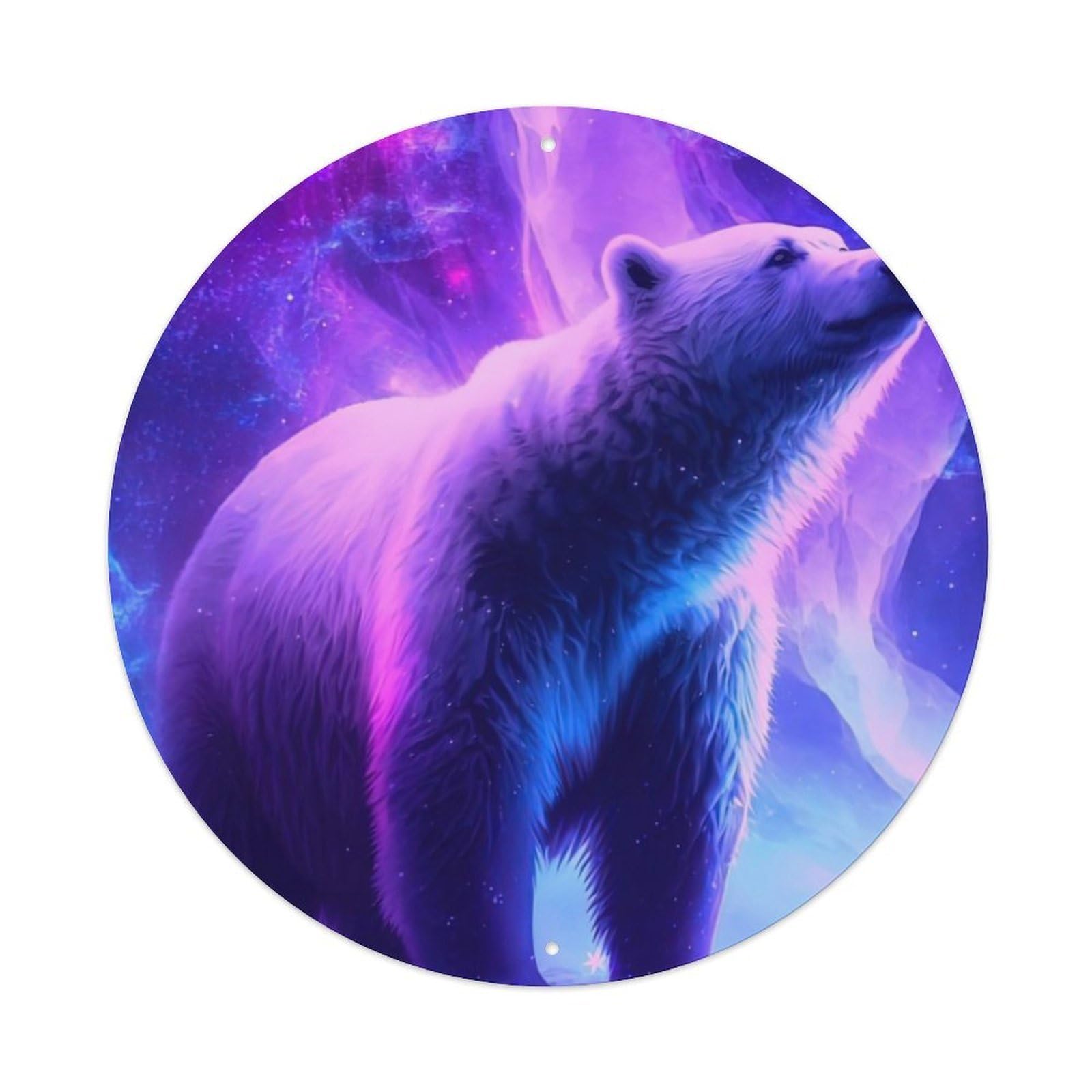 Animal Artwork Looking at The Polar Bear in The Distance Vintage Metal Tin Sign Plaque Wall Decor for Cafe, Club Bar, Office, Garden Metal Poster 8x8Inch