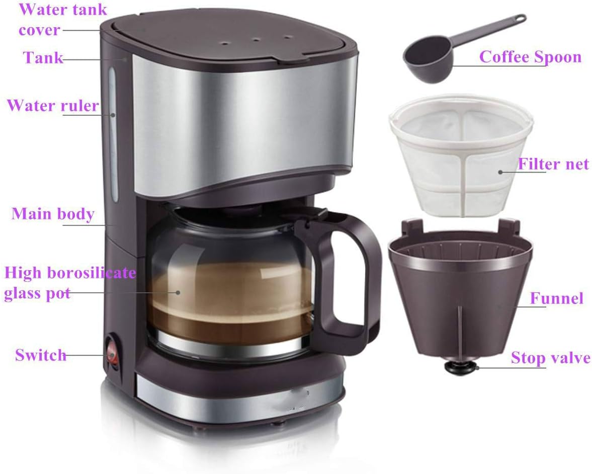 Coffee Machine Coffee Machine Mini Professional Auto Cappuccino Latte 5 Cup Coffee Maker Machine Aluminum Mocha Espresso Percolator Pot for Home Office 700Ml