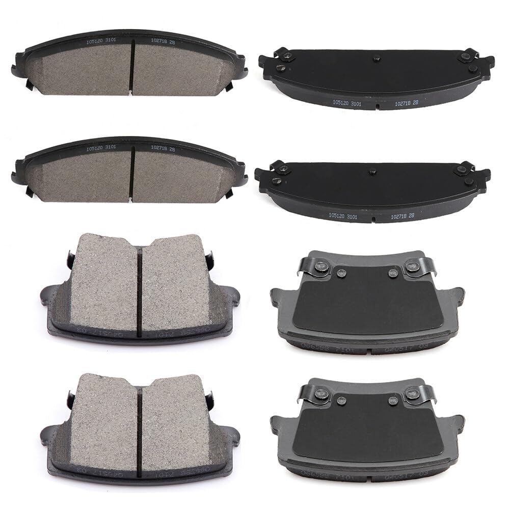CCIyu D1058/D1057 Front &amp; Rear Disc Brake Pads Kit - 8PCS For Chrysler 300 (2005-2020), Dodge Charger (2006-2020) &amp; More
