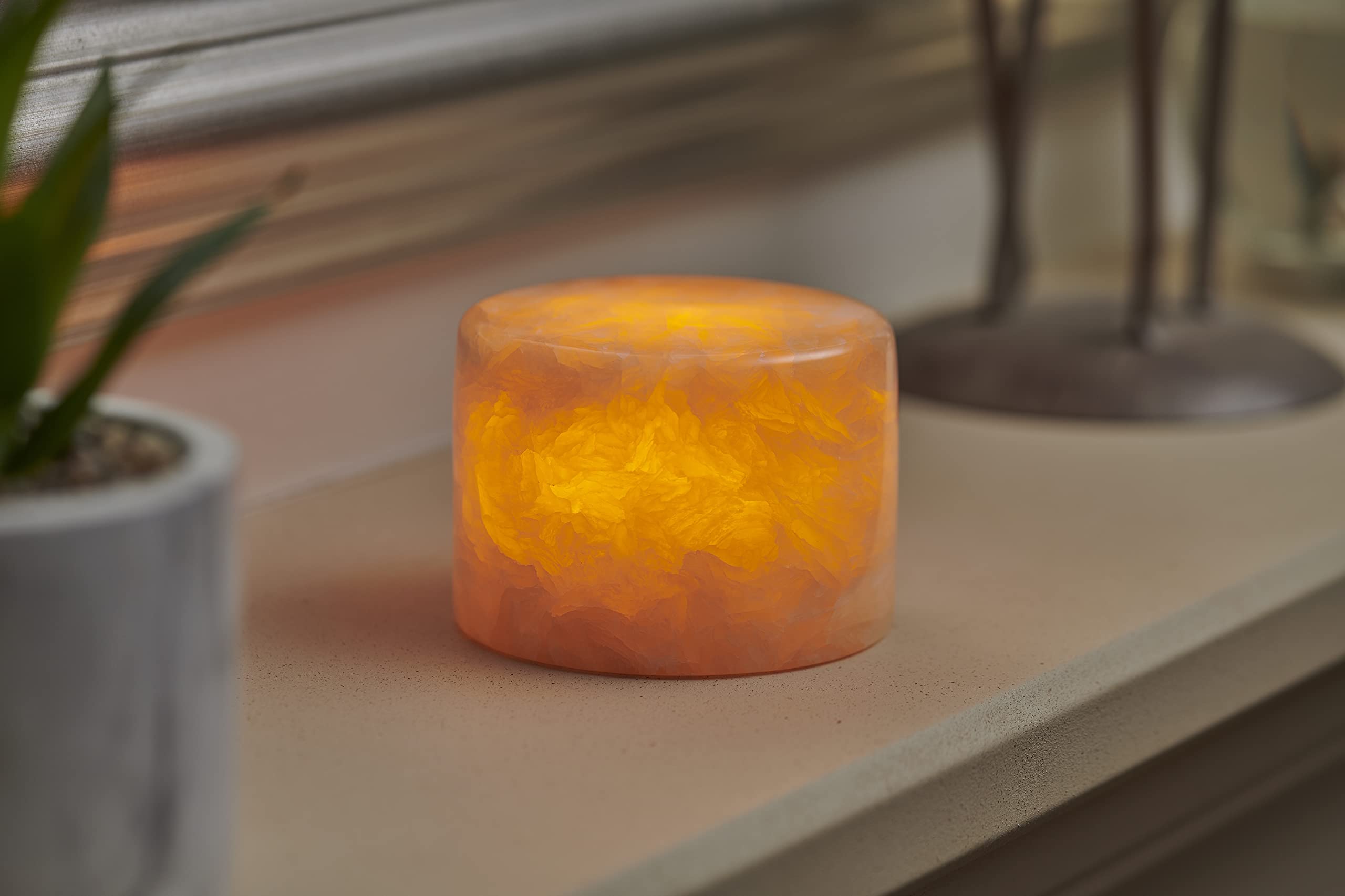 Auraglow Lámpara LED con efecto de sal de mármol y roca, luz blanca cálida con función de temporizador, perfecta para dormitorio, salón u oficina, alta