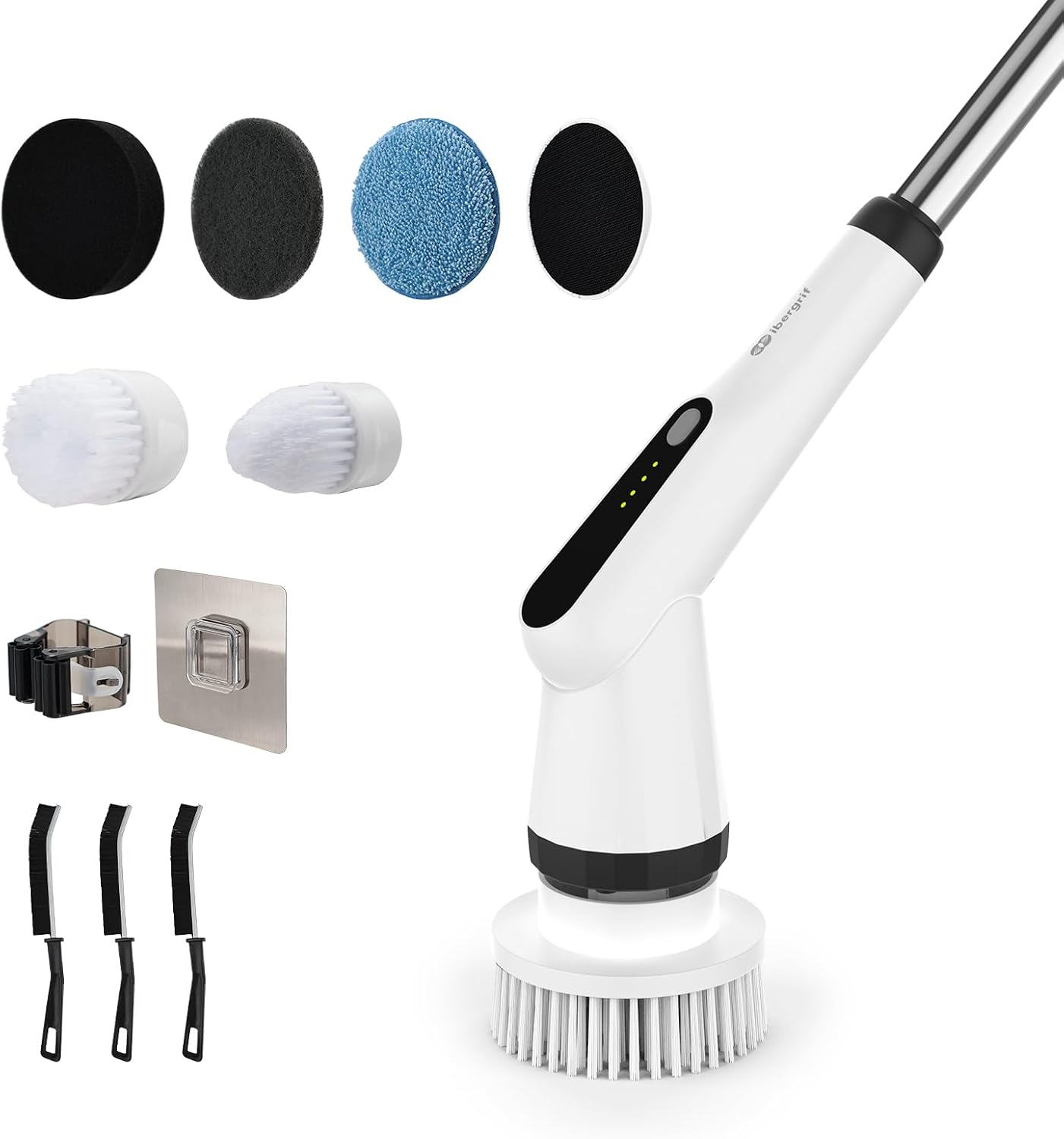Ibergrif Electric Cleaning Brush with 6 Brush Head, Electric Spin Scrubber