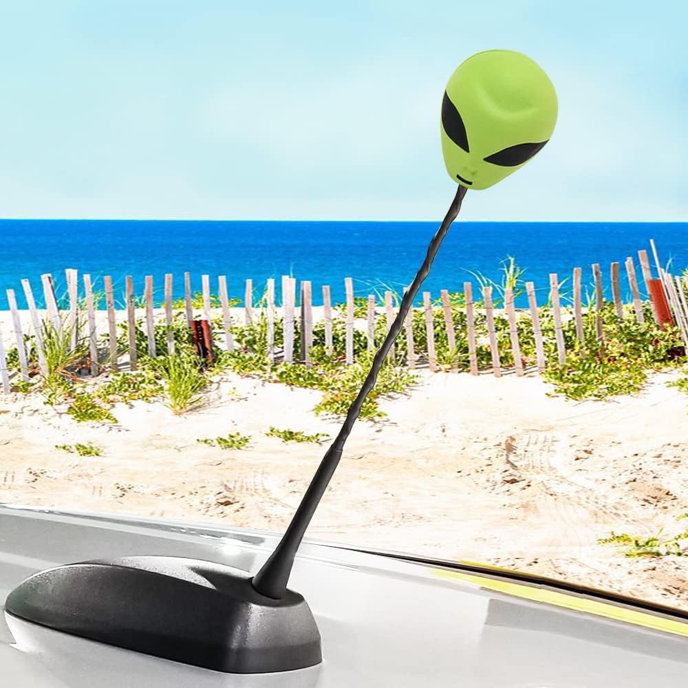 Coolballs Green UFO Alien Car Antenna Topper / Auto Mirror Dangler / Cool Dashboard Accessory : Automotive