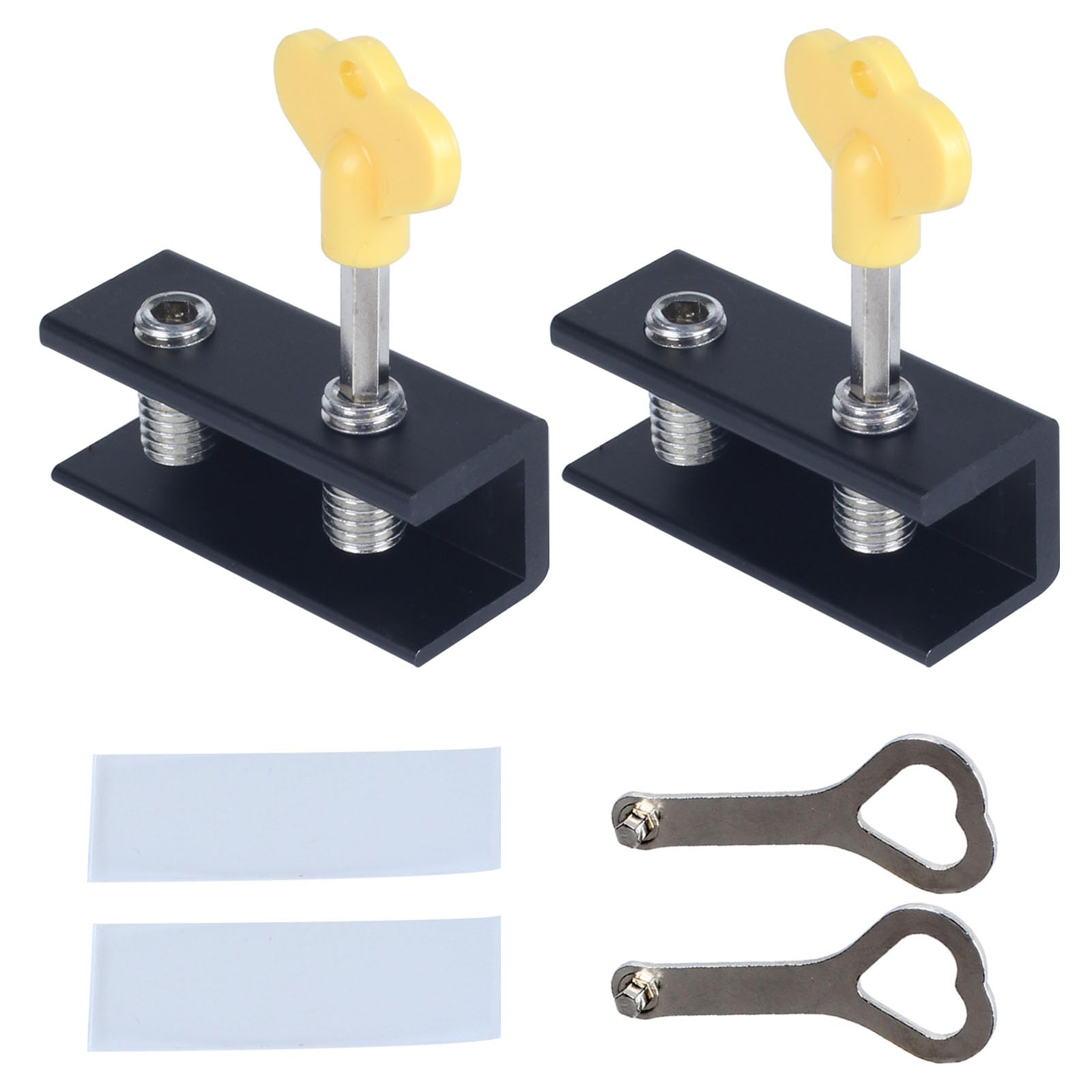 Butée de fenêtre avec clé lot de 2 réglable noir sans perçage