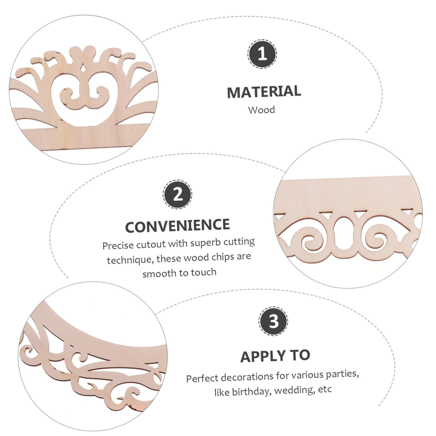 TEHAUX 6Pcs Decorative Wooden Ornaments for Home DIY Projects Hanging Decorations for Windows Walls and Holiday Decor Unique Crafts for