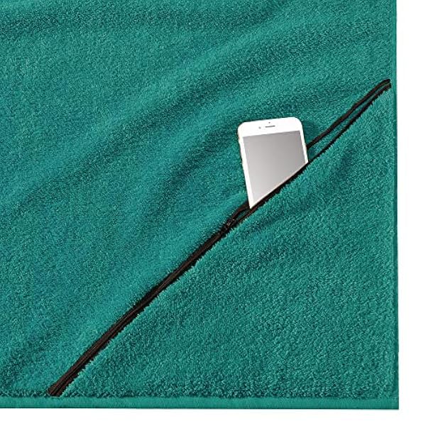 CelinaTex Sunly Dos Toallas para la Playa de 80 x 200 cm Turquesa Toalla de algodón de Rizo Toalla de baño con Bolsa