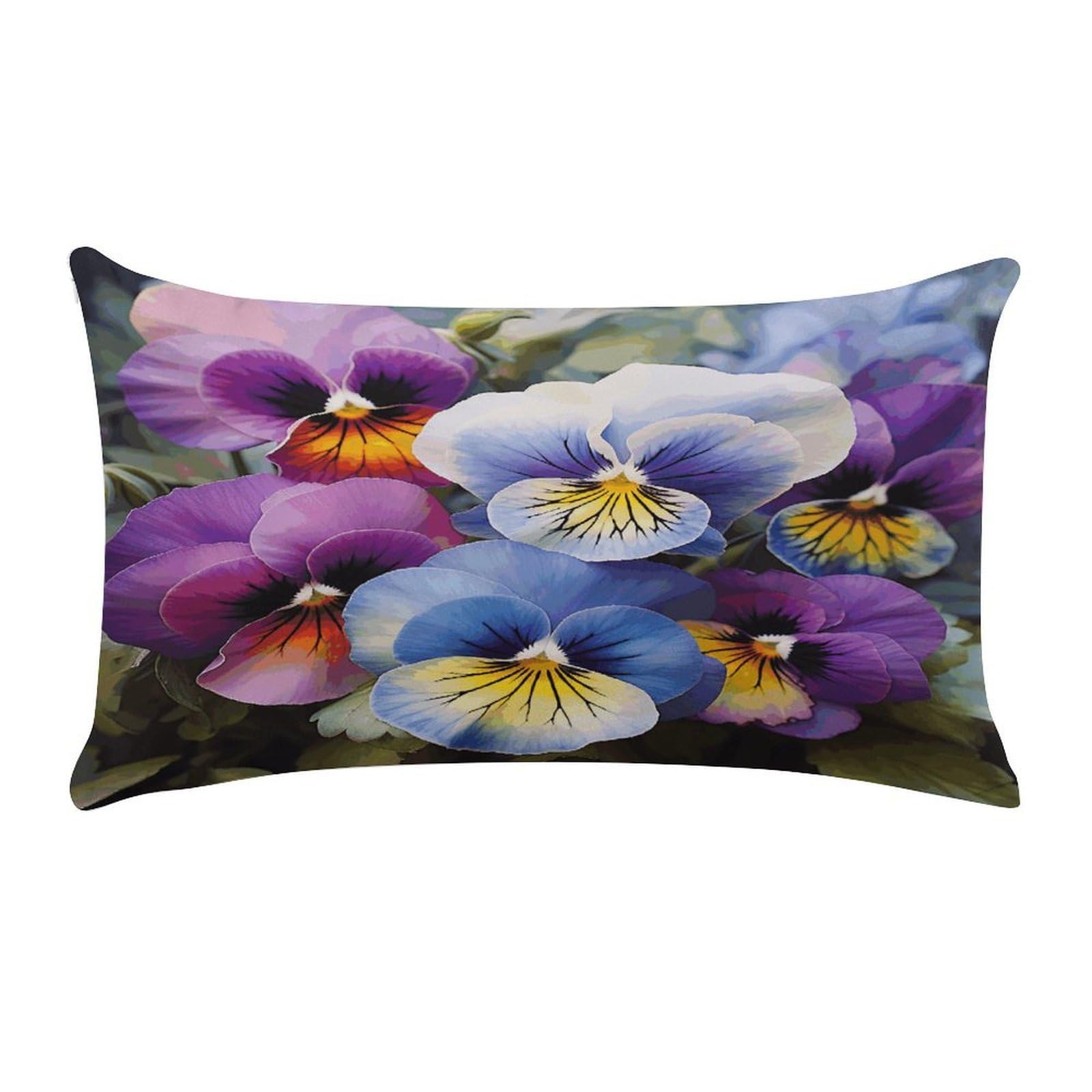 FodPand Pansy Perfection Throw Pillow Covers Rectangular Pillow Case Short Plush Pillowcase Cozy Pillow Protector Pillow Shames Soft Cushion Cases Decor Lumbar Pillow Shell 12"X20"