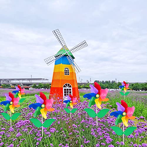 TSLBW Pinwheels 12 Pezzi Girandole Colorate Mulino a Vento Giardino scaccia Uccelli per Il Giardino, per Feste, da Usare all'aperto, Decorazioni per Il Giardino, Multicolore 18 * 30cm - Image 7