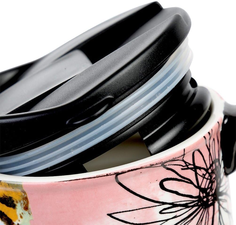 Topadorn 17oz Ceramic Travel Coffee Mug with Lid and Handle, Tea Cup with Color Box, Microwave & Dishwasher Safe, Holiday Gift Her Him - Image 5