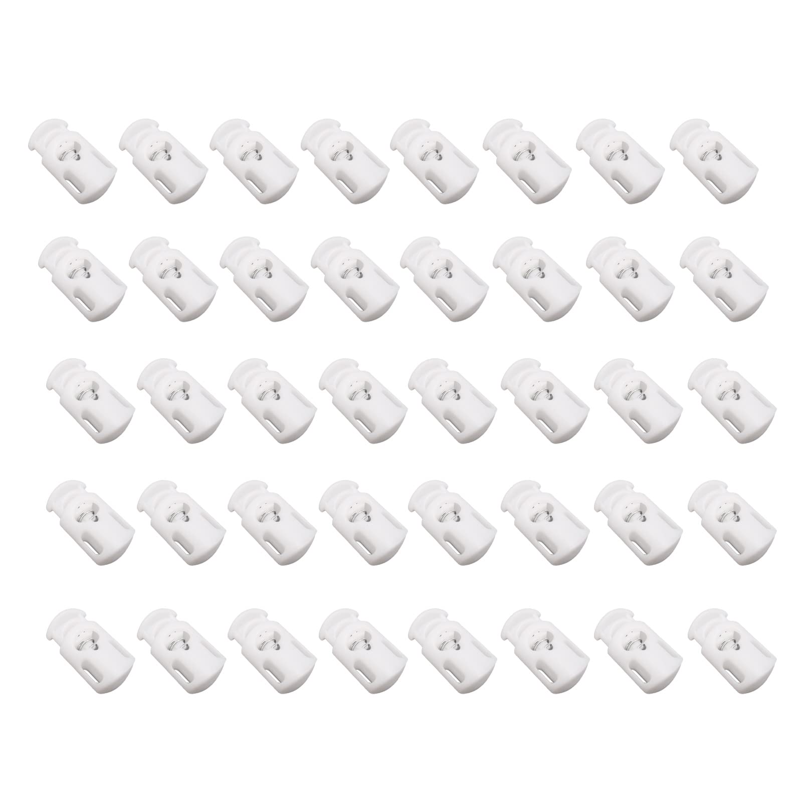 40PCS Plastic Cord Locks Single Hole Spring Toggle Stopper - Cord Locks for Drawstrings, Shoelaces, Paracord, Bags - Cord Clips Rope Tightener Fasteners