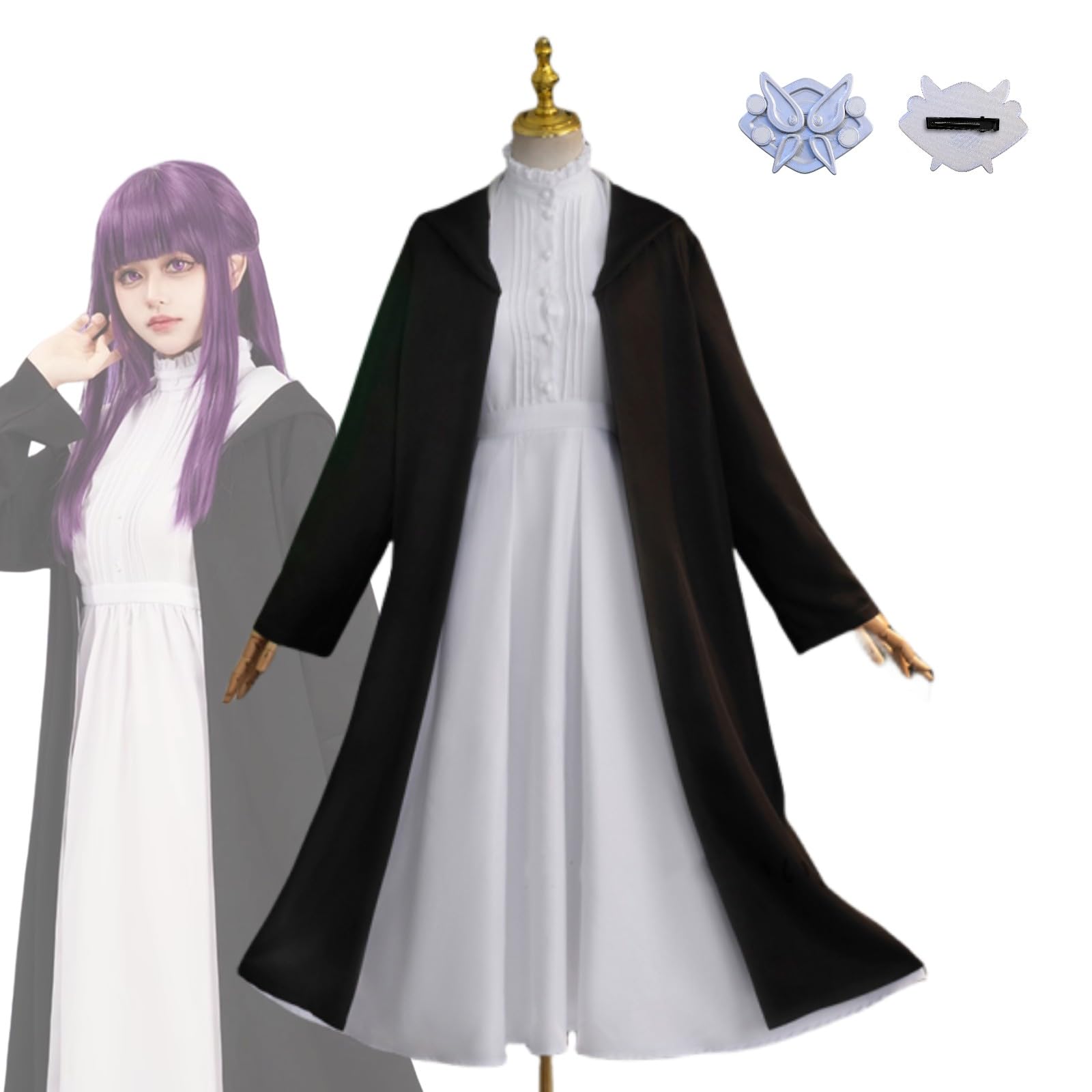 Amazon.co.jp: フェルン コスプレ衣装セット おまけの髪飾1枚付き 