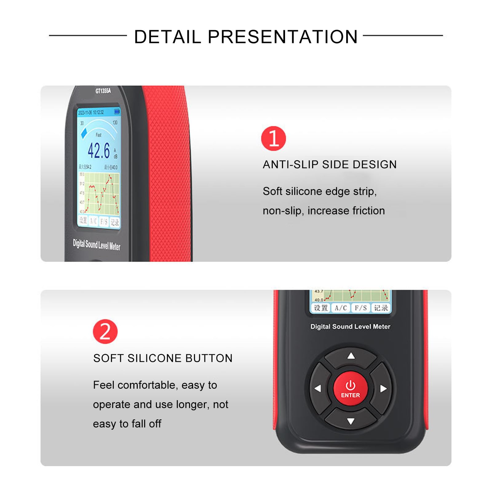 Sonómetro Digital portátil Noise Recorder 43000, Registrador de Datos Recargable con medición en Tiempo Real y función de exportación USB