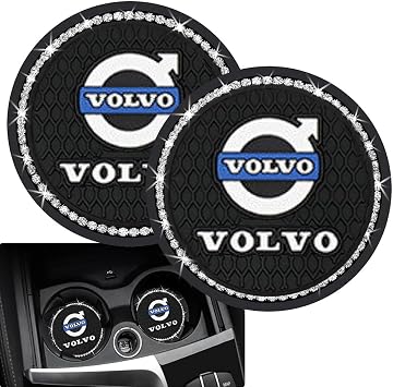 2PCS Car Cup Holder Coasters Compatible with Volvo XC40 XC60 S90 XC90 V90,2.75-inch Durable Round Silicone Coaster,Bling Cup Coaster Accessories-W2W