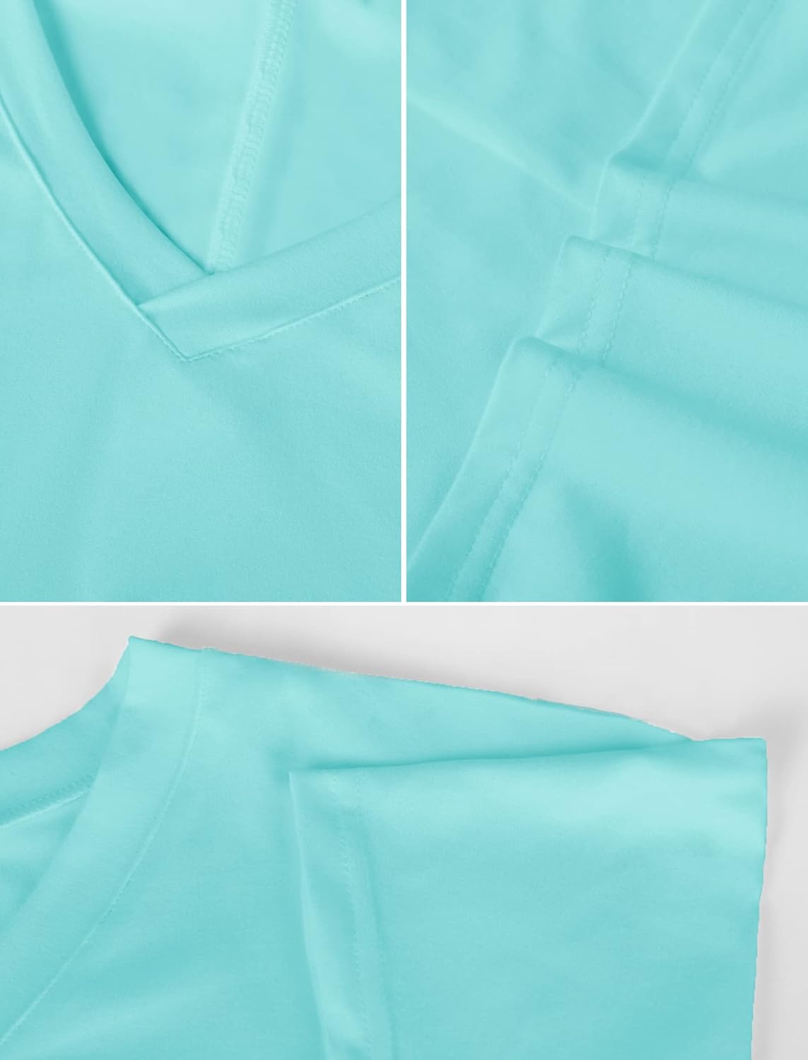 Women's V Neck T Shirts Short Sleeve Summer Casual Loose Dolman Tops with Side Shirring - Image 4