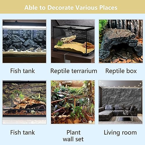 Image of 4pcs Rock Terrarium Background,3D Reptile Tank Background Board,Amphibian Stereo Backdrop Wall,Lizard Snake Gecko Spider Chameleon Turtle Fish pet silo Background Decorative Panel