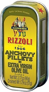 Rizzoli Anchovy Fillets in Extra Virgin Olive Oil, 3.17 oz - Clean, Natural Premium Anchovies