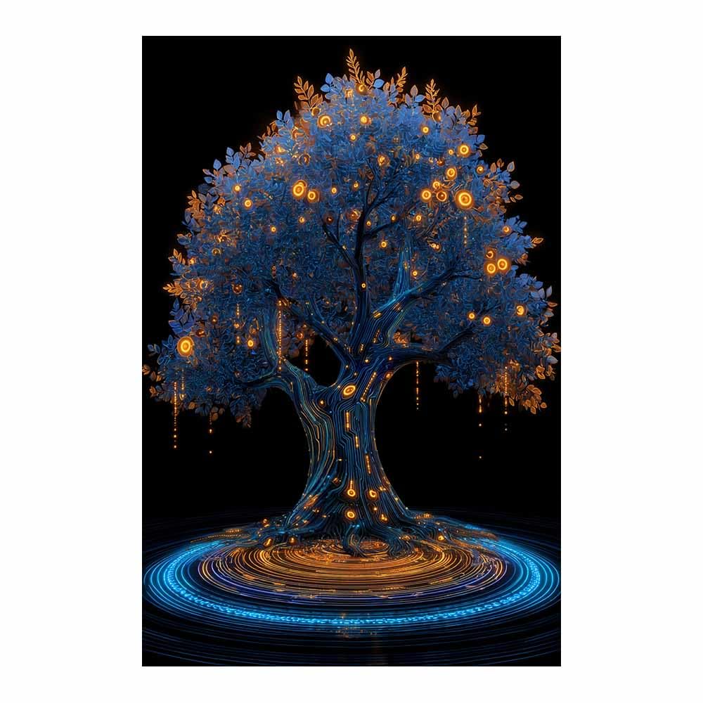 HOQIU Wall Pictures Soft cyan tree painting tree poster, landscape wall art, for Living Room Bedroom Bathroom.(Multicolor)-70x100cm Unframed