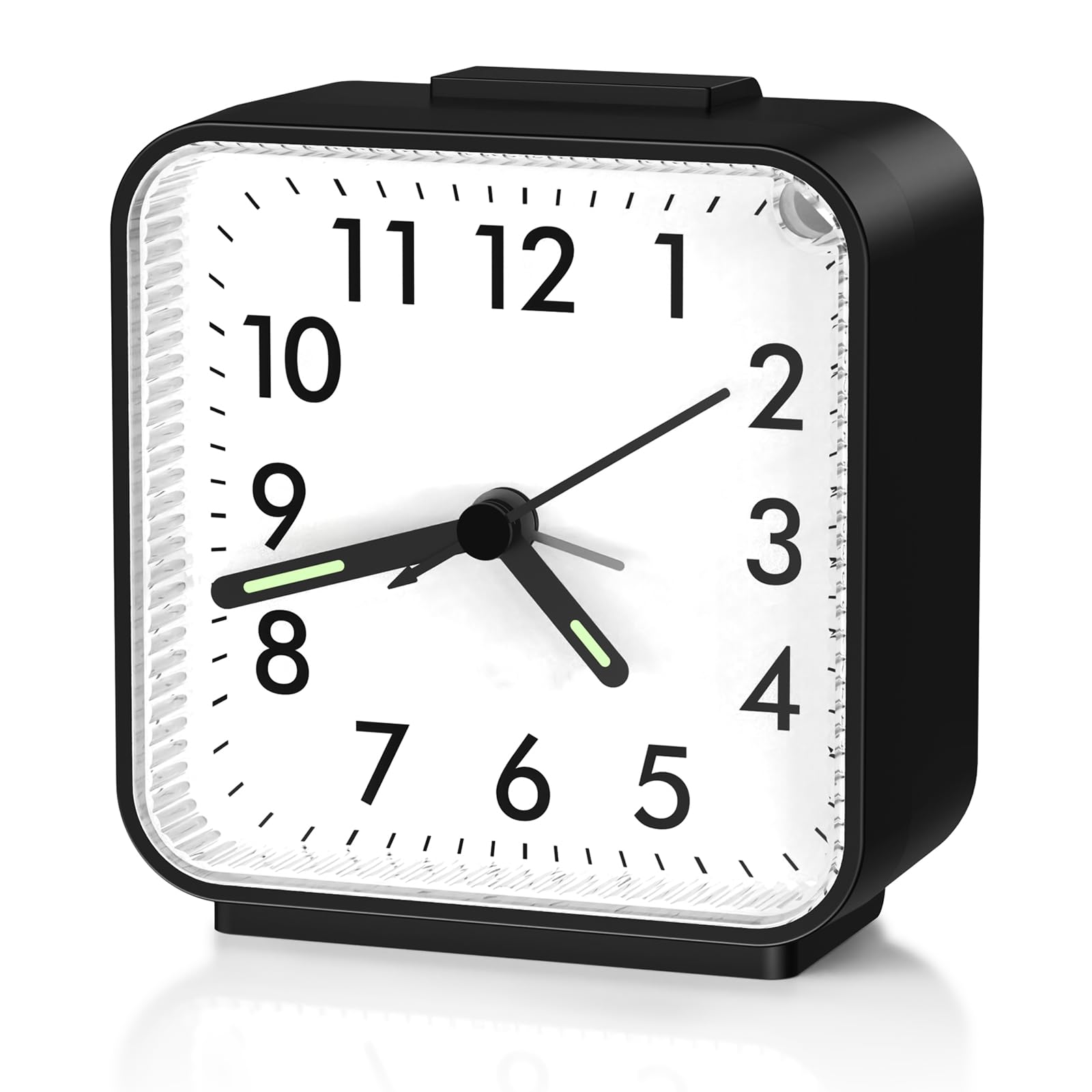 Ankilo Alarm Clocks Bedside Analog Silent Non Ticking, Battery Operated, Beep Sounds, Snooze & Light, Small Travel Alarm Clock, Black (Battery Not Included)