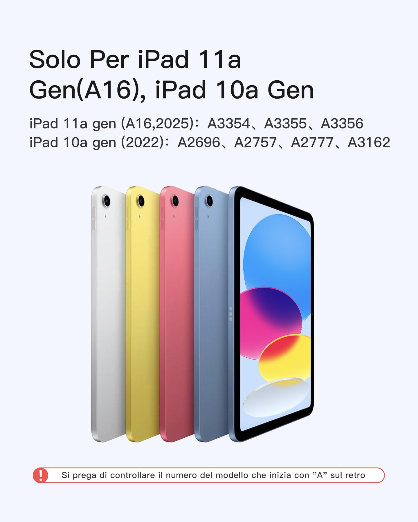 Inateck Custodia tastiera magnetica per iPad 10ª generazione 10,9 pollici/11ª generazione 2025 A16 11 pollici : supporto flottante, retroilluminazione 7 colori e trackpad, KB09119-10