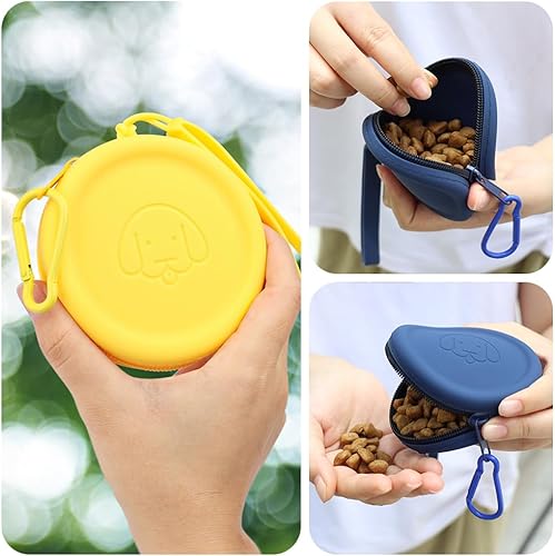 Miniatura 5 de WALLFID Bolsa pequeña de silicona para perros, con clicker de entrenamiento de mascotas, bolsa de senderismo para perros y gatos, tamaño de